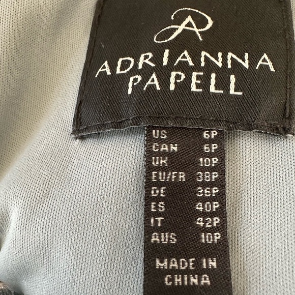 Adrianna Papell One-Shoulder Formal Floor Length Gown in Silver/ Light Blue Hue - Picture 11 of 11